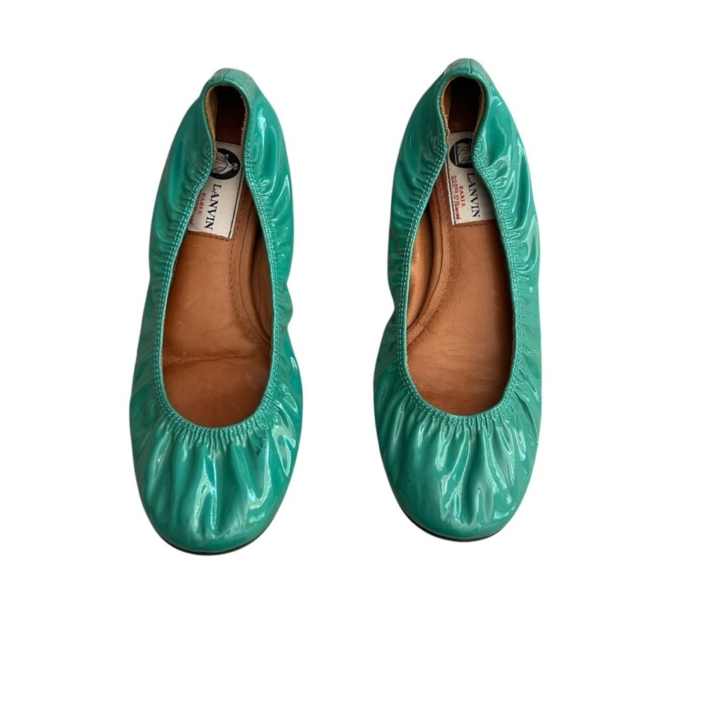 Lanvin Teal Patent Leather Ballet Flats